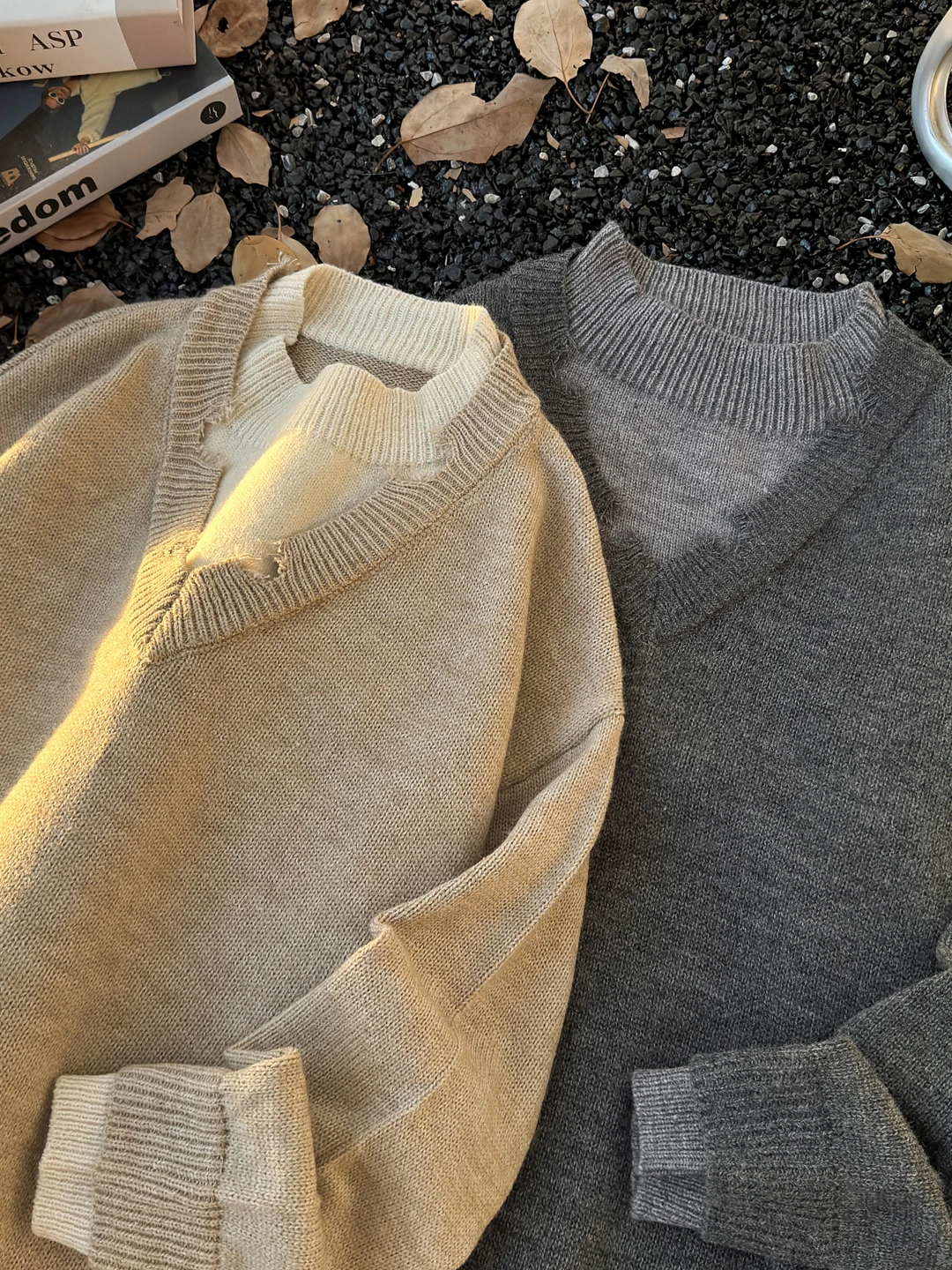 

Мужской свитер в стиле ретро с V-образным вырезом, свободный повседневный трикотажный джемпер с эффектом двухслойности, осенняя модная коллекция, американский стиль, длинный рукав