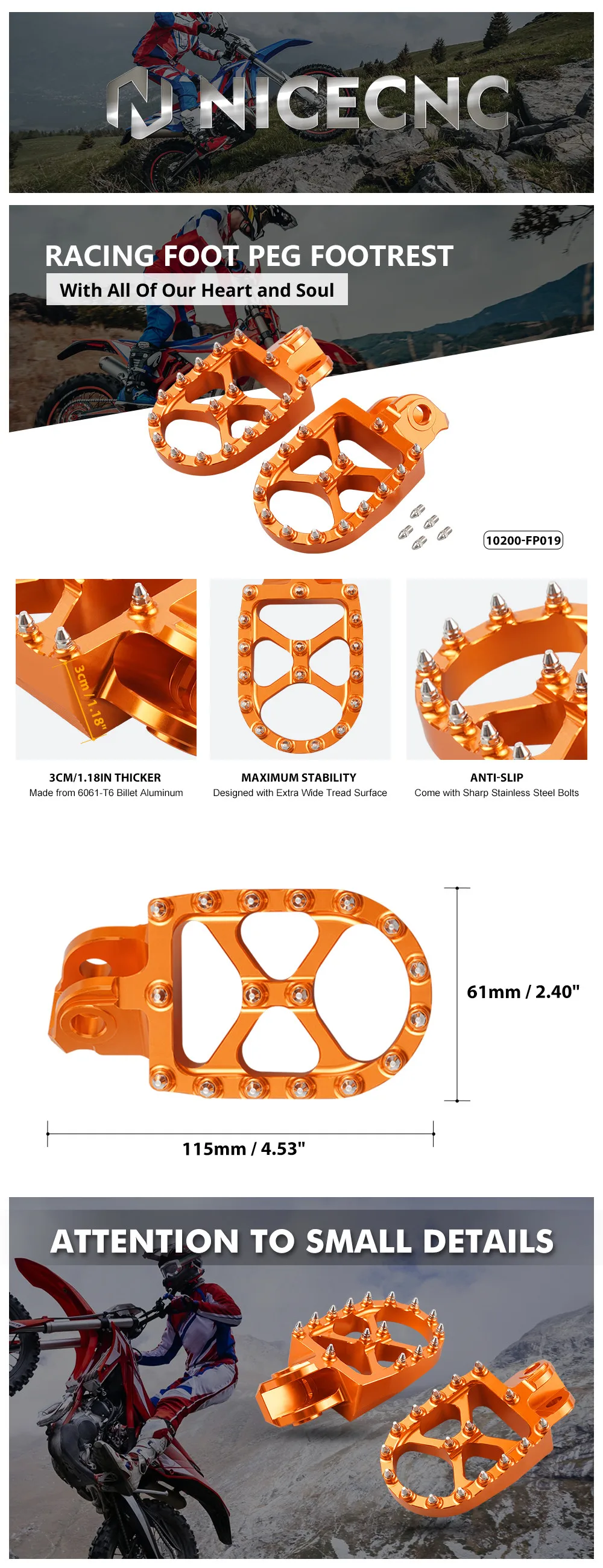 NICECNC Fußrasten Fußrasten für KTM 690 ENDURO R SMC R 2008–2024 990 Adventure SUPER MOTO R 1050 1090 1190 1290 ADVENTURE R S T – Detail 2