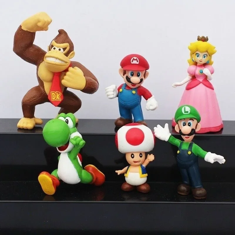 Super Mary Series Action Figure Toys Mario Bros Luigi Yoshi Donkey Kong Wario Anime Model Ornaments Children Birthday Gifts