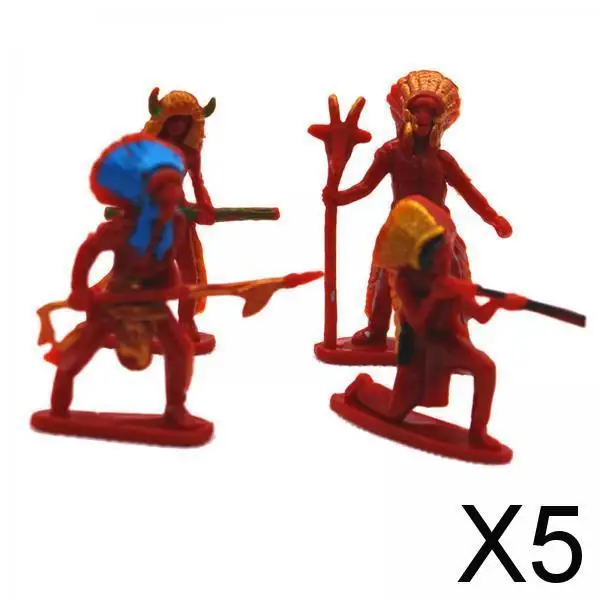 5x4 Pieces Simulation Cowboy People Figures Layout Indian Model Action Figures