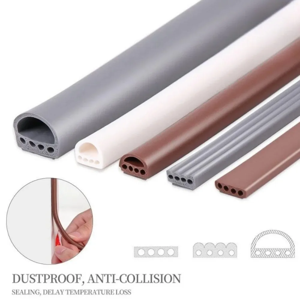 6m Silicone Door and Window Self-adhesive Sealing Soundproofing Strip Door Window Insulation Anti-collision and Windproof Strip