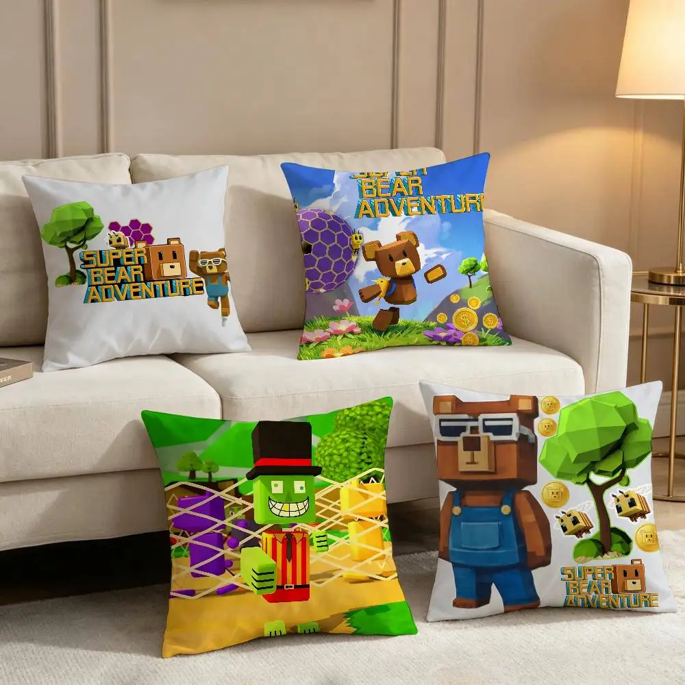 Game S-Super Bear A-Adventure couple Comfortable soft Pillow Case for Sofa cartoon kawaii Living Room Home office Decor Covers