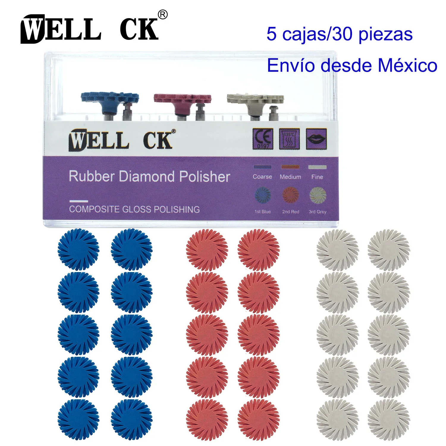 

5Boxes Dental Composite Resin Polishing Disc Wheel Kit Rubber Polisher Silicone with Diamond System RA Disc Shipment From Mexico