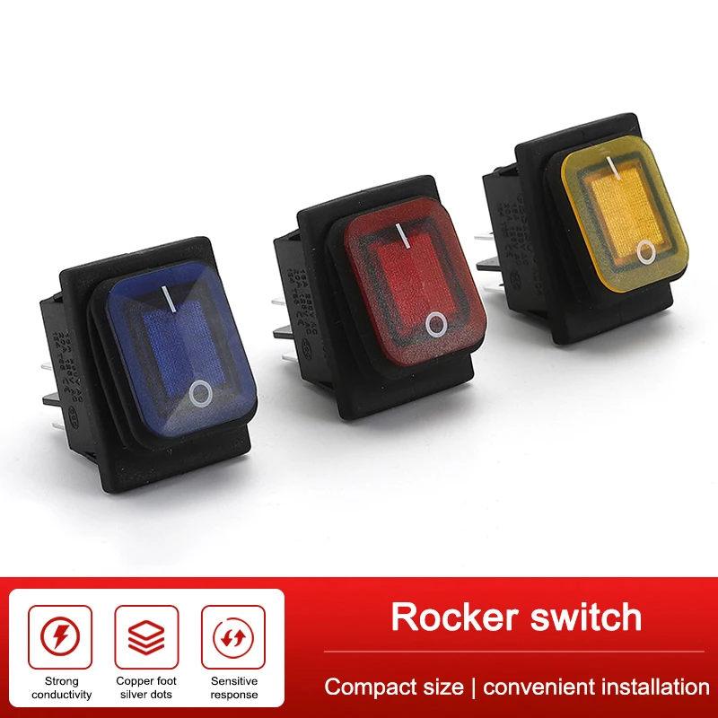 1PCs Waterproof Rocker Switch Push Button Switch 4-pin