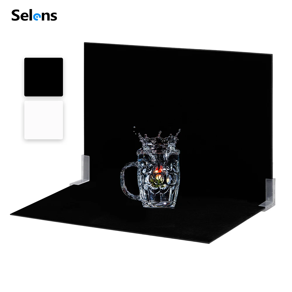Selens 2-in-1 Black Velvet Background, White on One Side, A3 Size, Light Retention, Absorbent, Contour Enhancement, Foldable