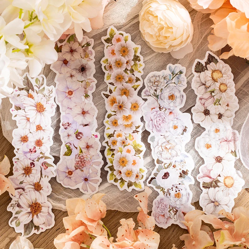 

10 PCS flowers crystal ink washi stickers decorative stickers Handbook materials Collage literary colorful Scrapbooking 6 models