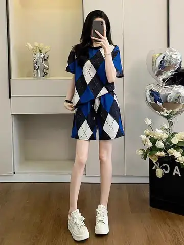 Summer Casual Loose Short Sleeve Shorts Sportswear Two Piece Set