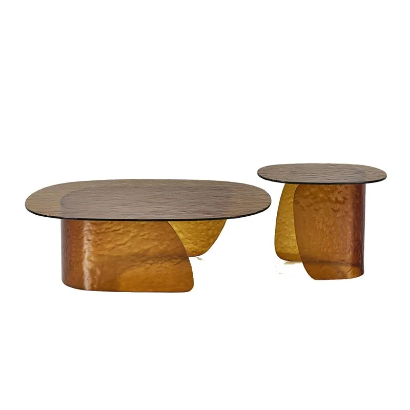 All-solid wood light luxury coffee table, Italian marble side table, villa feels sophisticated and modern