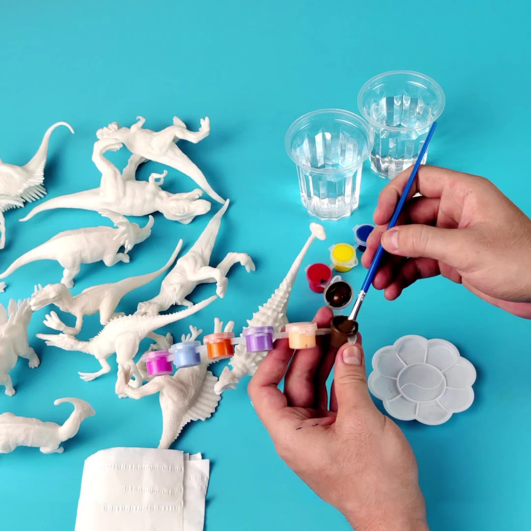 6/8PCS Unpainted DIY Dinosaur Painting Kit, Blank Model Toys for Kids 3+ Years Creative Graffiti Montessori Educational Art Gift