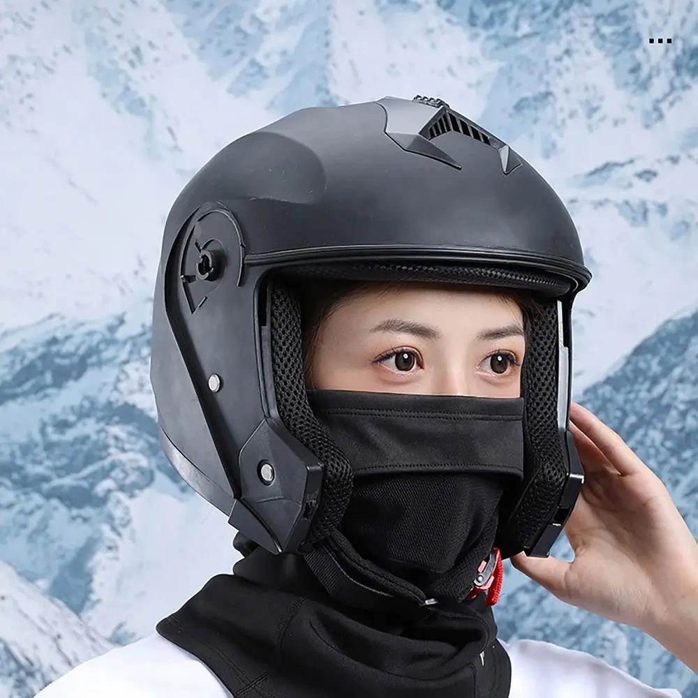 Cool Half Face Fleece Balaclava Caps Windproof Fleecing Thermal Cycling Mask Ponytail Hole Design Neck Warmer for Winter Cycling