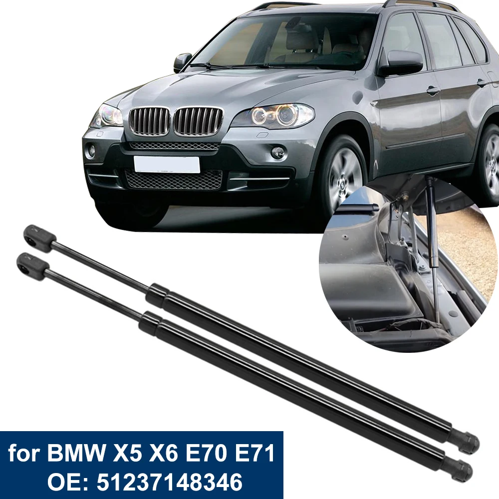 2PCS Car Bonnet Hood Lift  Air Support Rod Struts Bar for BMW E70 E71 X5 X6 2006 2007 2008 2009 2010 2011 2012 2013 51237148346 