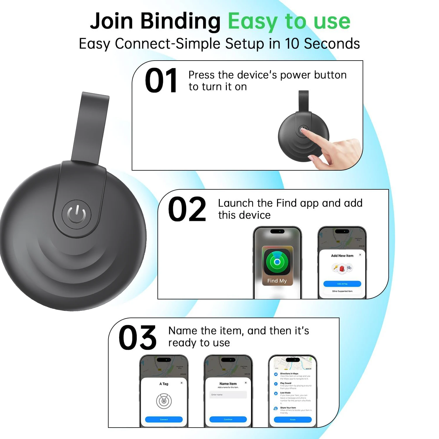 1pc Premium Portable Pet And Item Tracker, Compatible With Find My App, Stylish And Minimalist Design For Easy Attachment