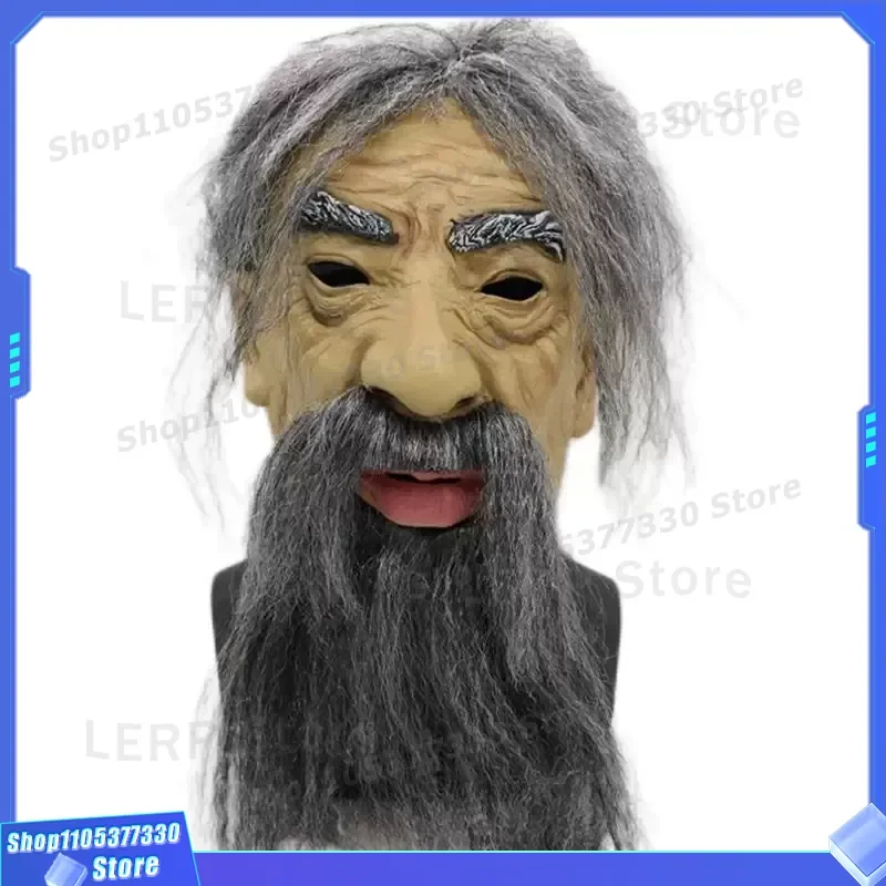 Scary Grandpa Mask Funny Old Man Monster Devil Hood Halloween Cosplay Props for Party Prank Horror Theme Costume Accessory