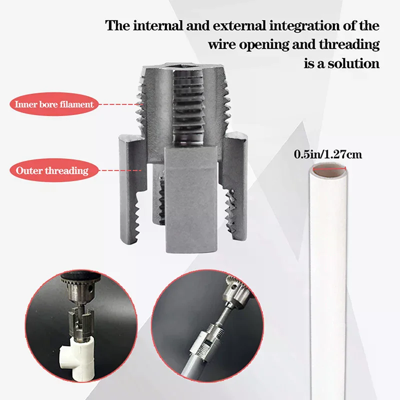 Threading Tool for PVC Pipes, Internal External Pipe Thread Cutter, Compatible with Electric Drills