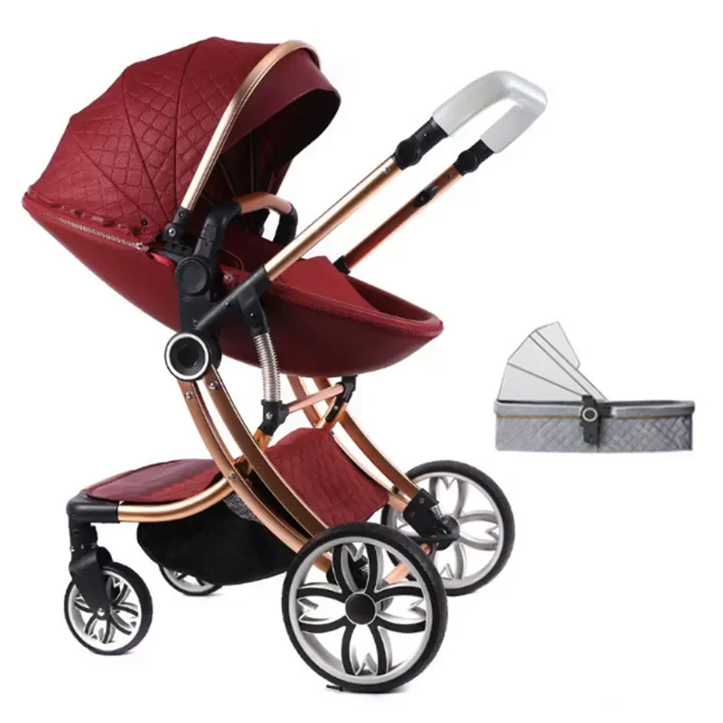 passeggino per bambini 4 in 1 Paesaggio alto 3 in 1 carrozzina per bambini forte design a guscio d'uovo lettino per il trasporto passeggino personalizzato