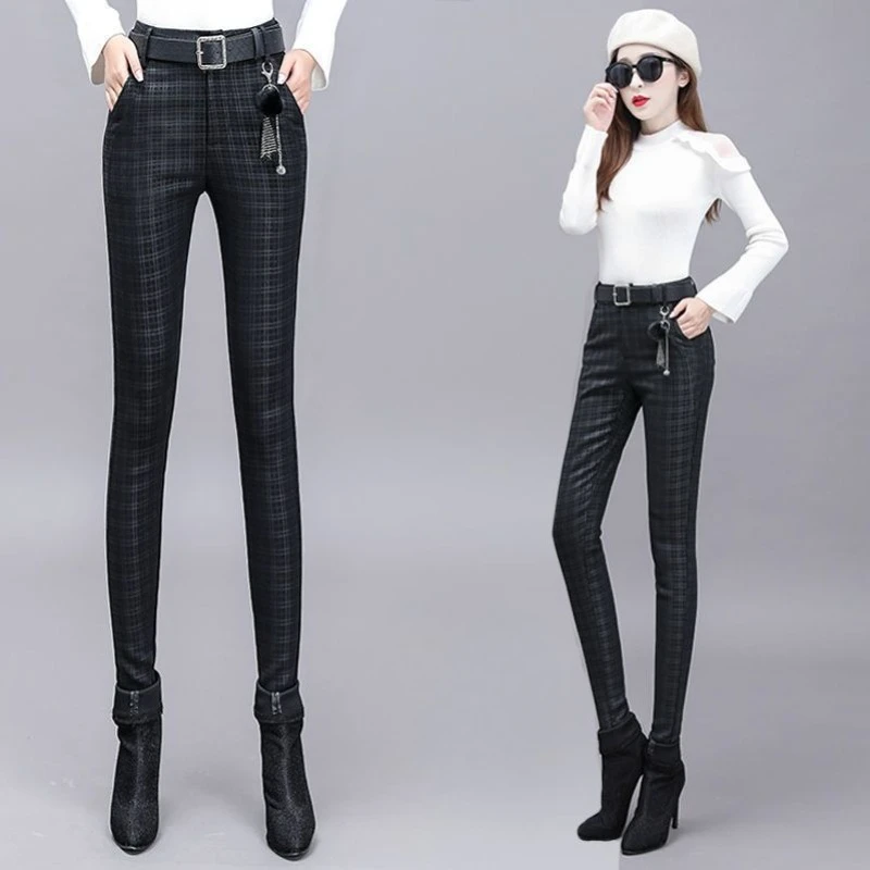 

2025 Black Women's Autumn and Winter High Waist Skinny Outer Leggings Black Pants Women's Trousers Feel Comfortable Trousers