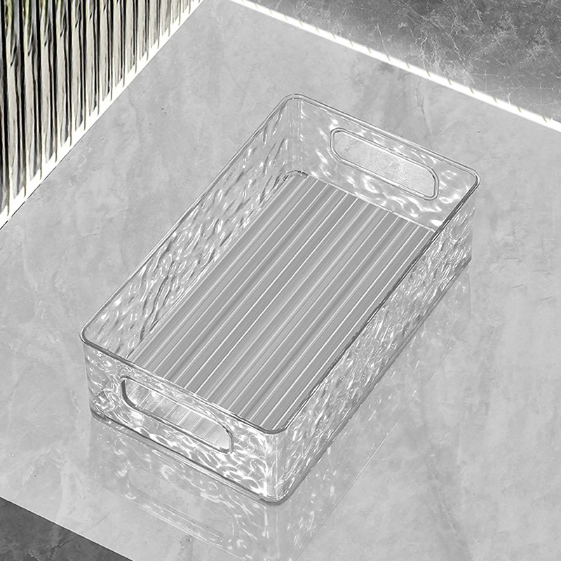 Cosmetics Classification Storage Basket, Acrylic Glacier Pattern Stackable Storage Box, Bathroom Shelf