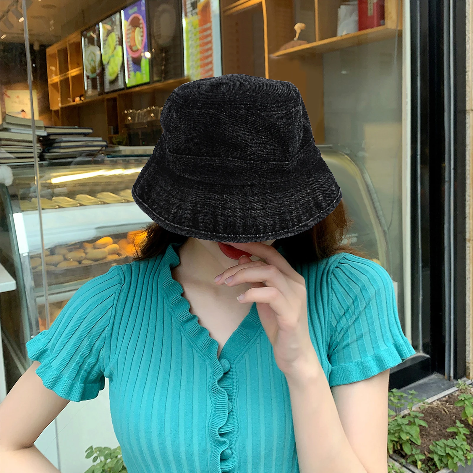 

Retro Bucket Hat Cotton Sun Protection Cap Wide Brim Outdoor Headwear Denim Summer Fisherman Durable Comfortable Spring Autumn