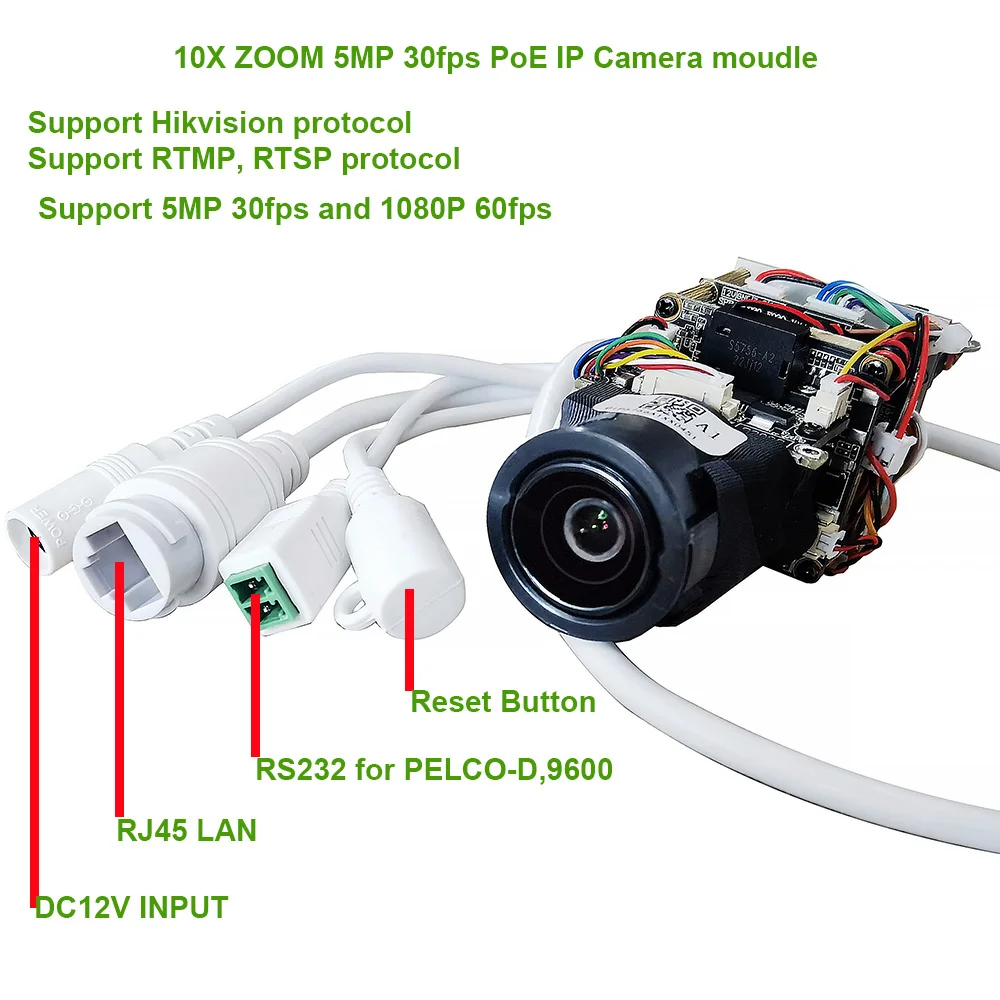 5MP 10X zoom POE IP Camera auto IRIS Hikvision protocol RTMP IVM4200 P2P ONVIF IMX415 SD 256GB IP Camera