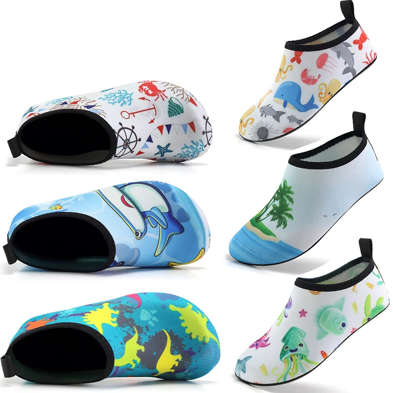 Summer Children\'s Colorful Printed Thin Sole Swimming Shoes Outdoor Beach Creek Tracing Sneakers