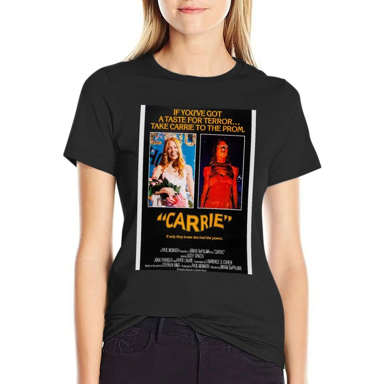 Carrie (1976) Poster T-Shirt korean fashion female animal print shirt for girls animal print Women clothes