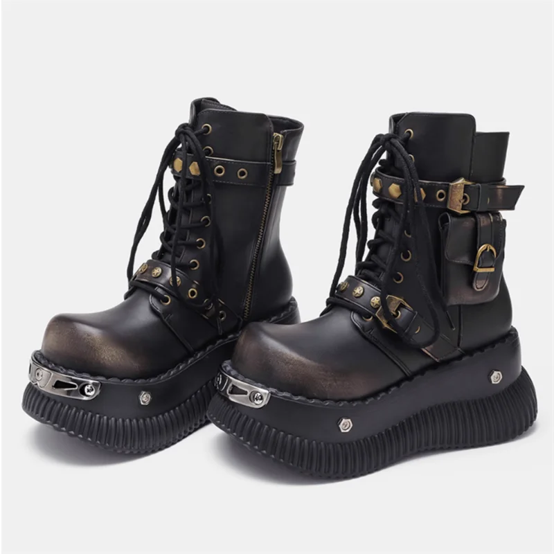 

Женские ботильоны на толстой подошве, водонепроницаемые женские черные ботинки с круглым носком