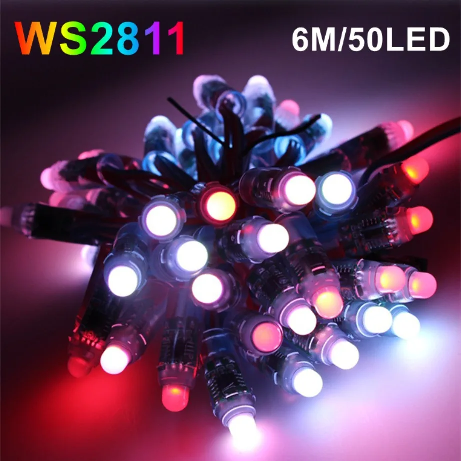 5V/12V WS2811 Full Color LED Pixels String Lights 6M Waterproof RGB Digital Addressable LED Module Light Advertising Decoration