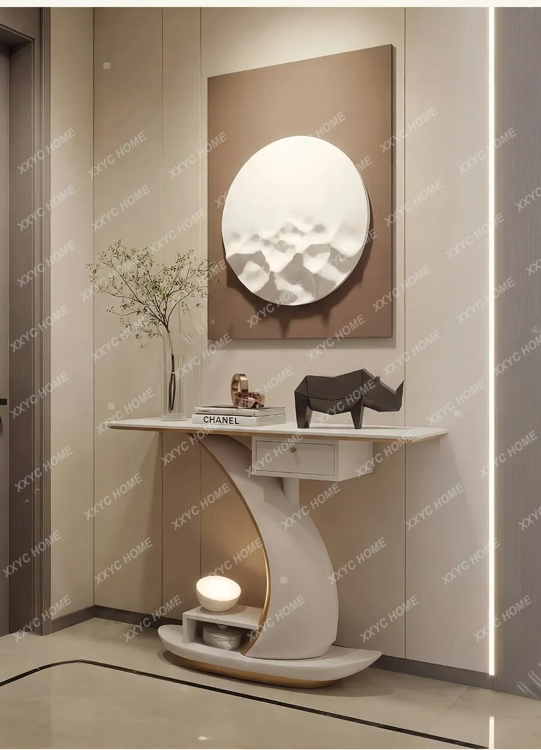 XX Luxury Entryway Table With Sailboat Design Narrow Console Table With Drawer For Hallway Wall