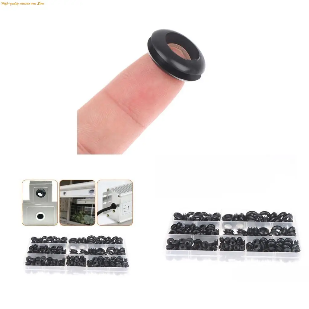 203F 260Pcs Rubber Grommets Electrical Cable Holes Grommets 7 Size Blanking Grommets Rubber Hole Plugs Conductors Wiring