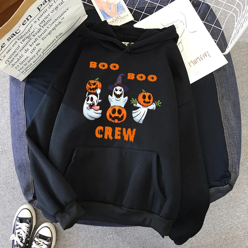 

Funny Boo Boo Crem Print Hoodies for Women Sweatshirt Halloween Ghost Pumpkin Harajuku Hoodie Pullovers Women Clothes Streetwear