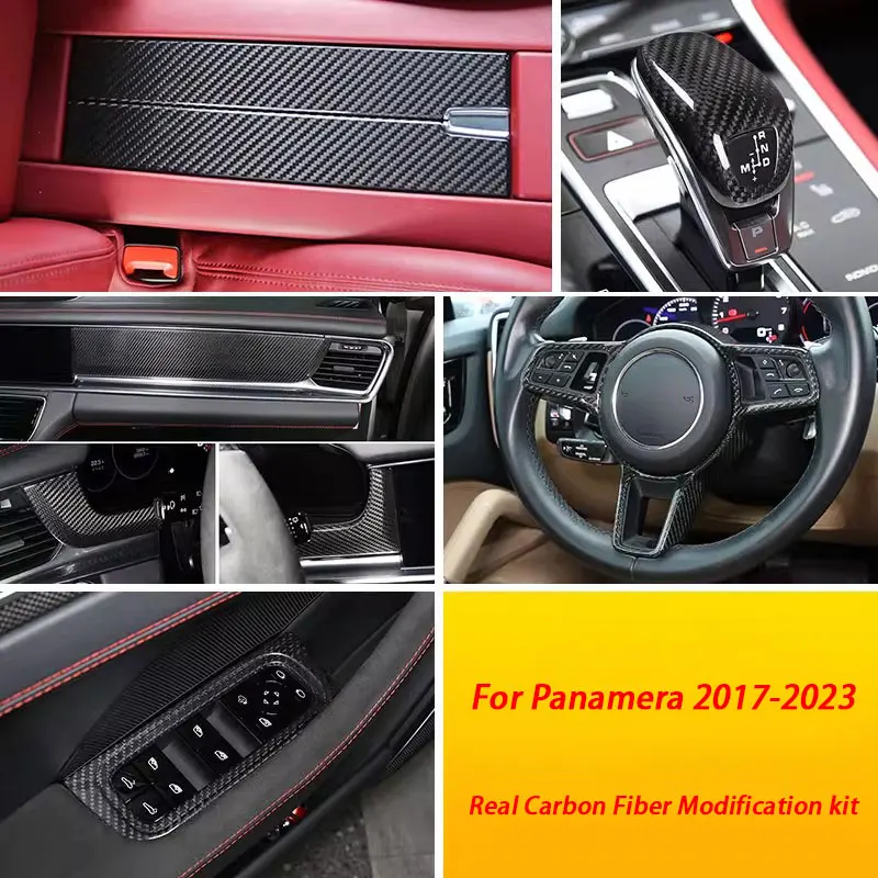 

For Porsche Panamera 2017 2018 2019 2020-2023 Real Carbon Fiber Car Central control Interior Modification Sticker Accessories