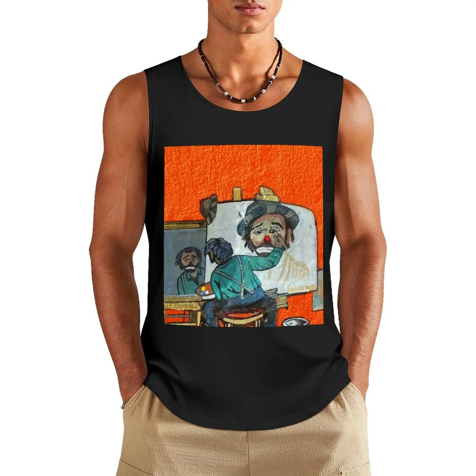 

Sad Clown, Emmett Kelly, Clown Art, Man Portrait, Sad Clown face Tank Top Men's tops man sexycostume best selling products