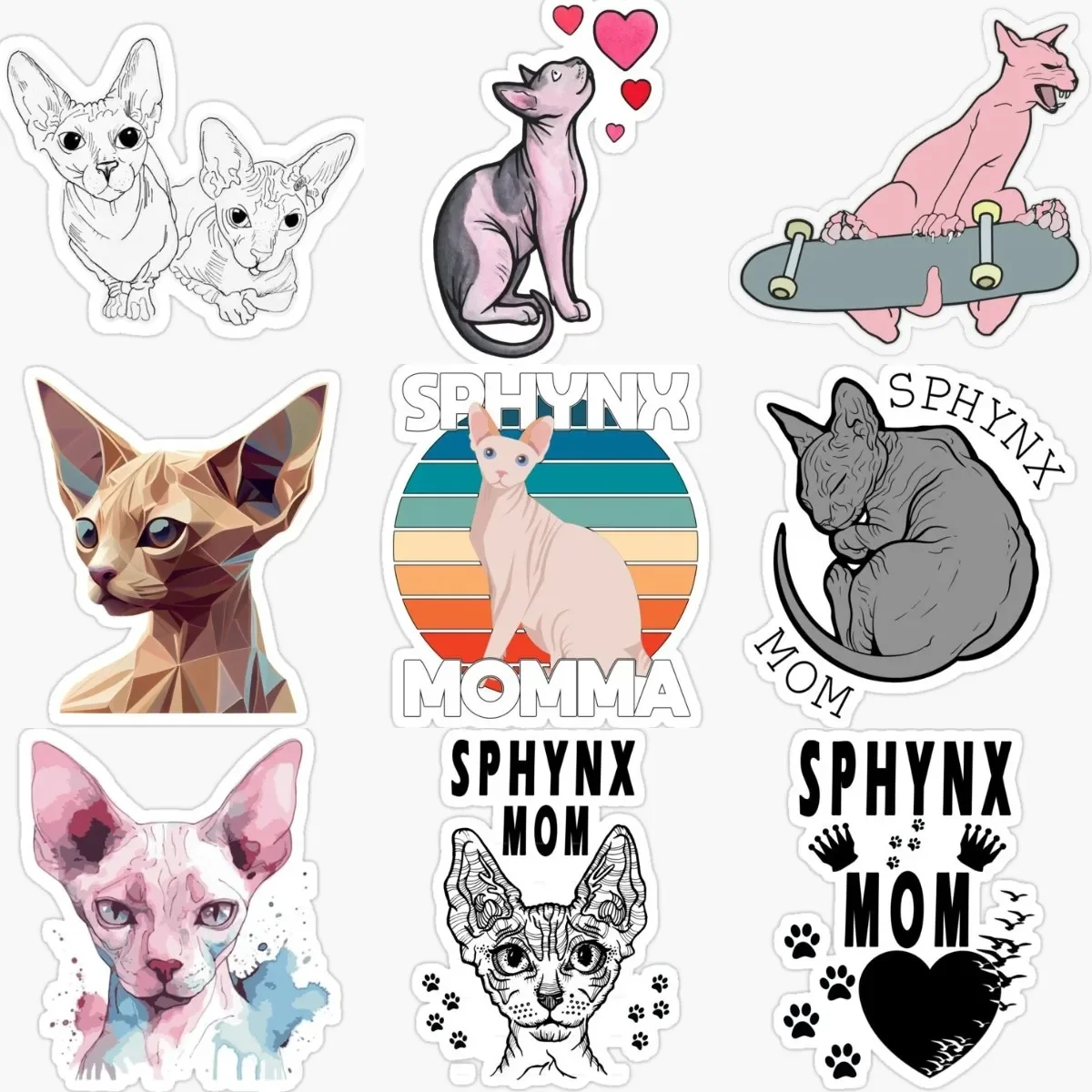 

Sphynx Cat Cthulhu Creative PVC Stickers Accessories for Decorate Car Wall Room Van Fridge Window Table Helmet Camper Bumper