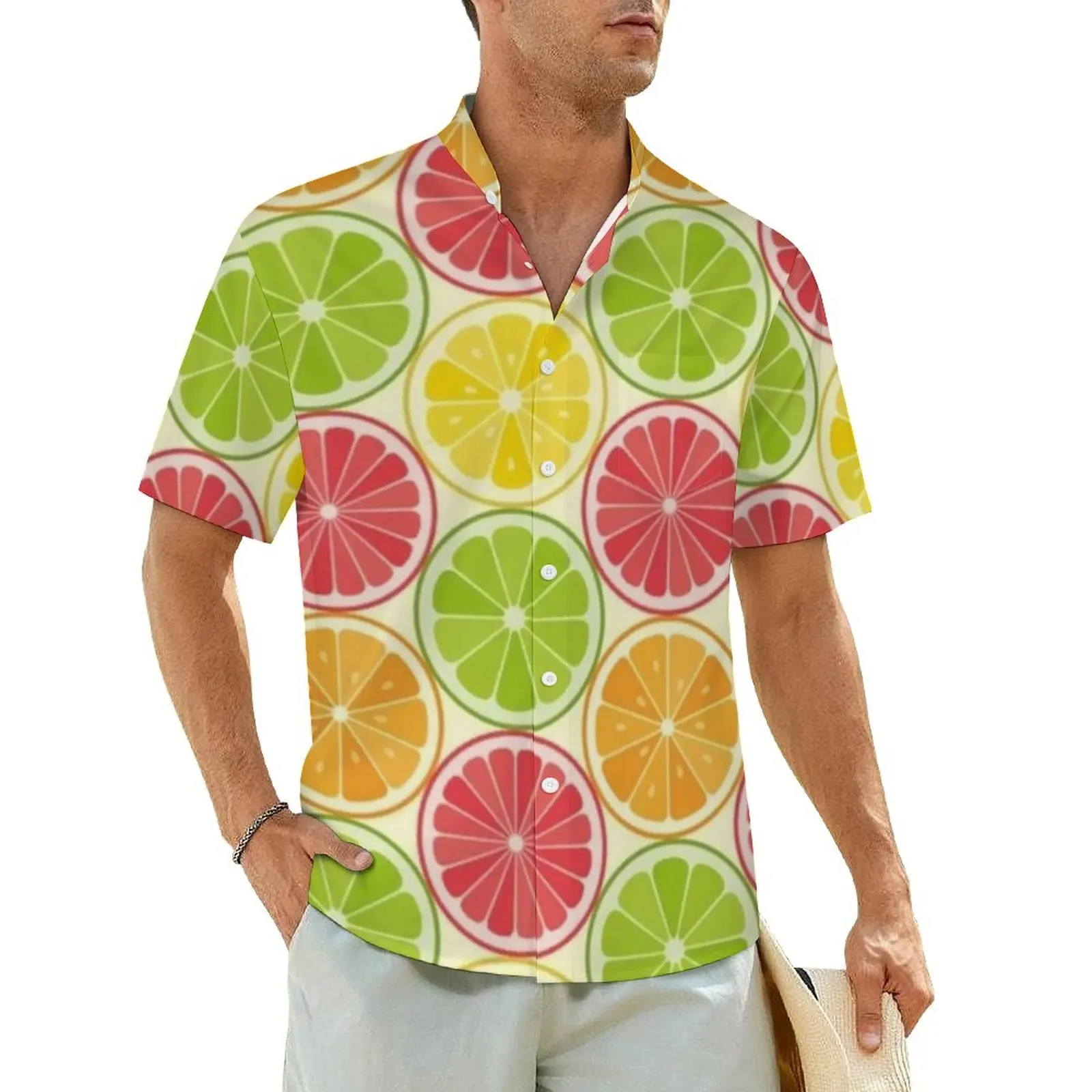 

Colorful Adorable Lemon Hawaiian Shirt Men Vacation Citrus Fruit Casual Shirts Short Sleeve Streetwear Elegant Oversized Blouses