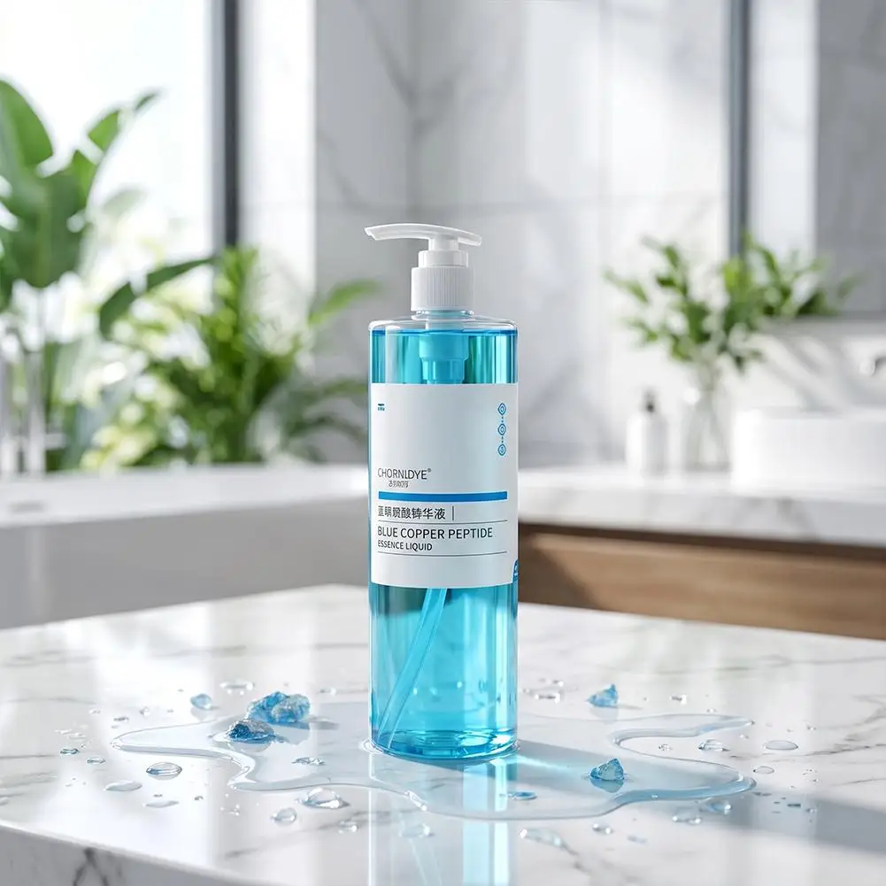 500ml Blue Copper Peptide Facial Essence Liquid,Hydrating Repair Serum Hyaluronic Acid Reduce Fine Lines Nourishing Anti-Wrinkle