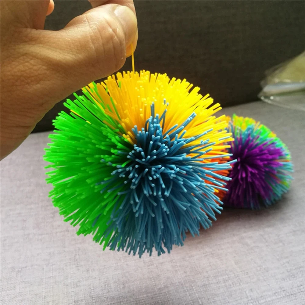 6cm/9cm Funny Novelty Colorful Rainbow Rubber Wire Sensory Ball Toys for Kids Anti-Stress Relief Stretchy Ball Children\'s Toys