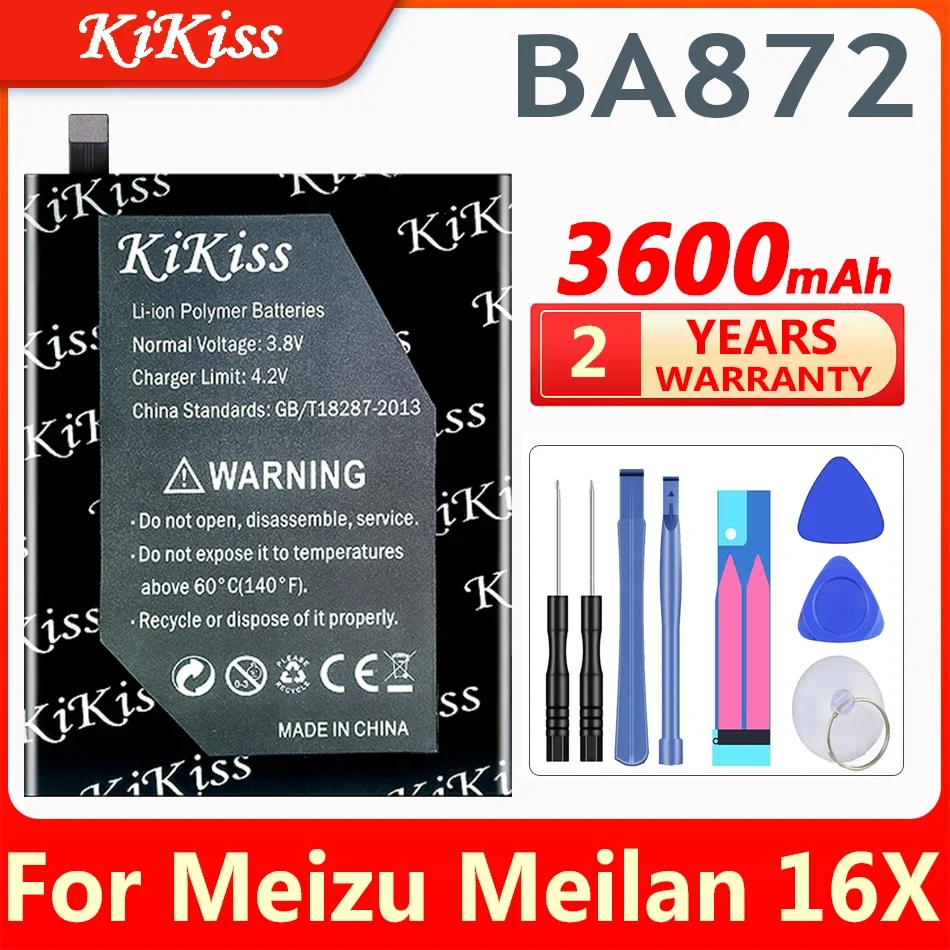 KiKiss 3600mAh BA872 สําหรับ Mei zu 16 x แบตเตอรี่โทรศัพท์มือถือสําหรับ Meizu Meilan 16X สมาร์ทโทรศัพท์มือถือเปลี่ยนแบตเตอรี่