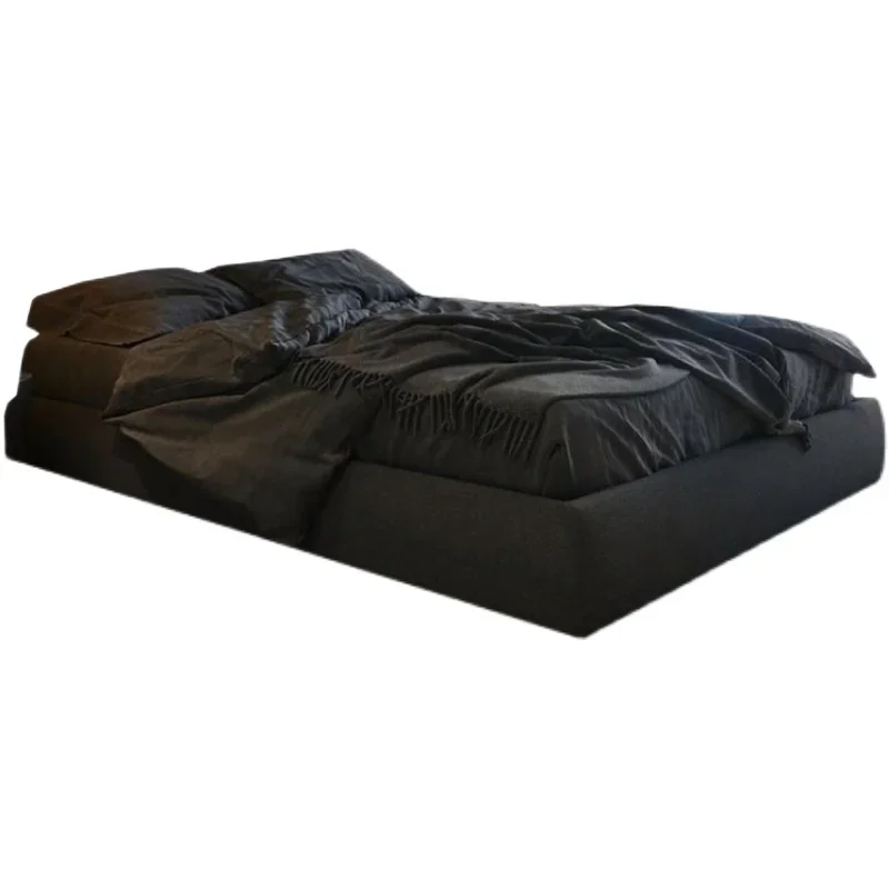 Black Japanese-style tatami bed without bedside bed frame without back bed