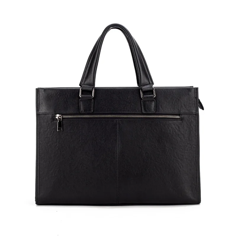 New Men's Handbag Leather Briefcase Large Capacity Business Trip Computer Bag Document Case with a Detachable Key Bag