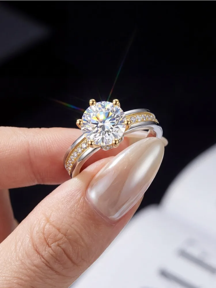 Modische, wunderschöne 2CT zertifizierte reine Moissanit-Diamant-Verlobungsringe für Damen, Hochzeits-Brautschmuck, Geschenk – Detail 2
