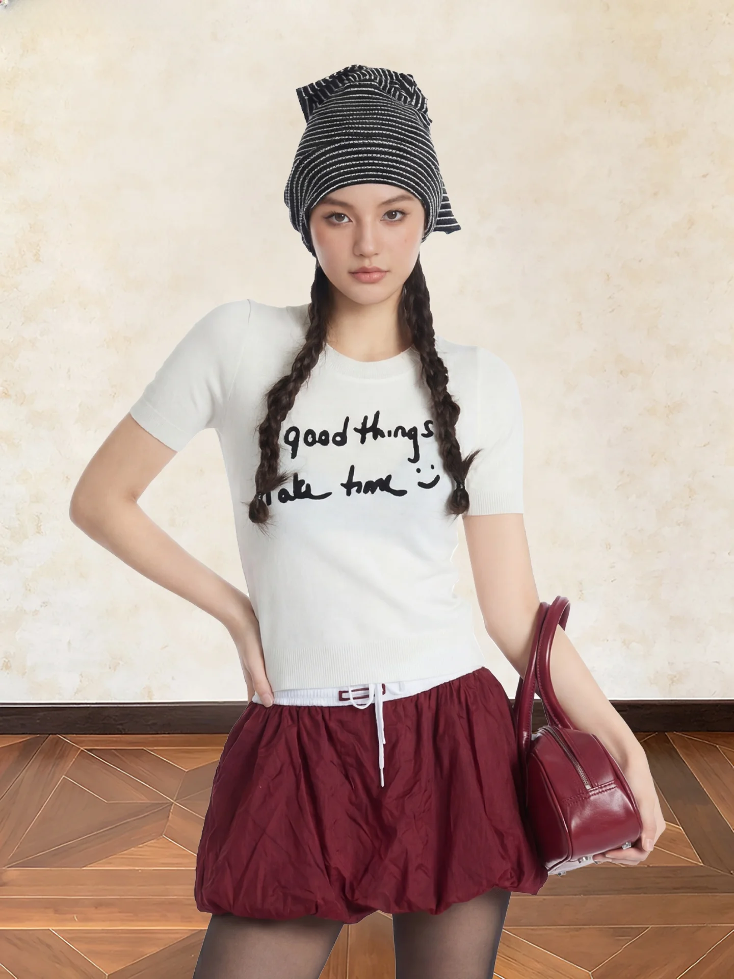 

Женская трикотажная футболка в корейском стиле с коротким рукавом, приталенная, с круглым вырезом, с вышивкой букв, дышащая, ультрамягкая, летний топ