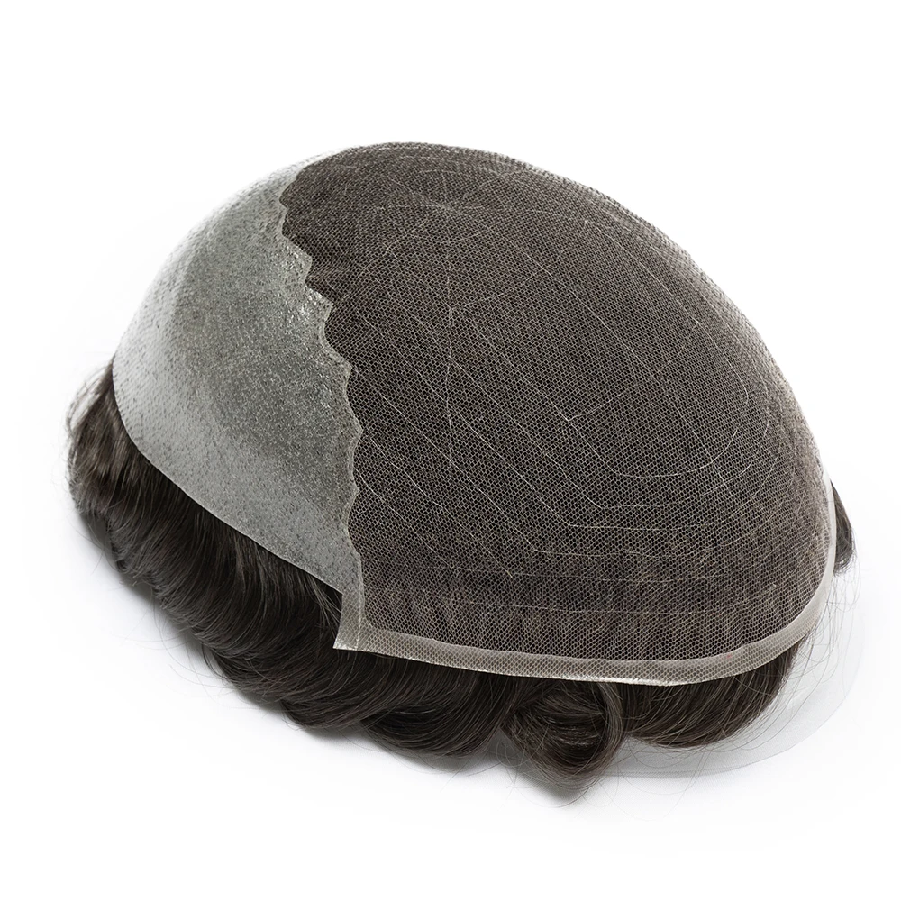 Lace Base Toupee for Men Swiss Lace Front With Pu Natural Hairline Male Wig Human Hair Prosthesis Replacement System Unit