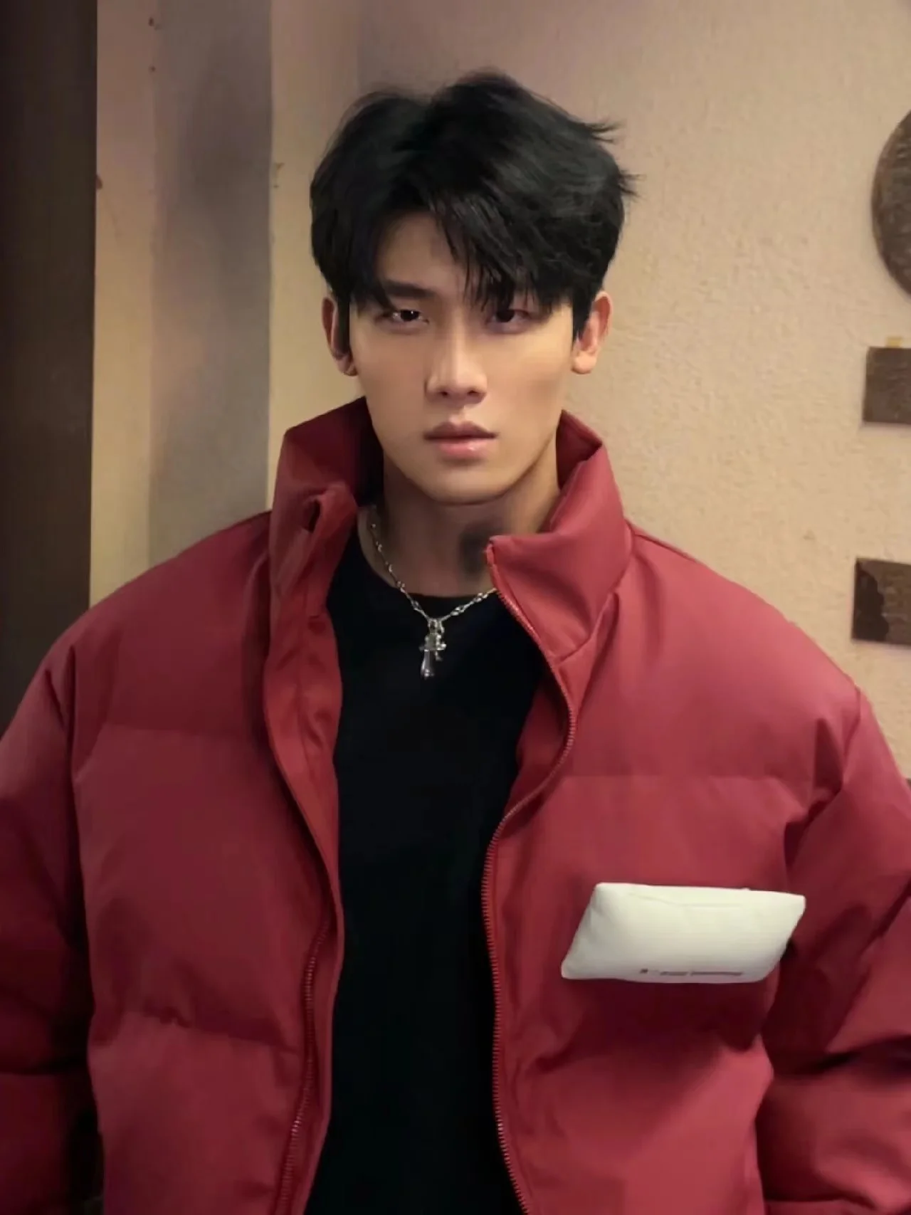 

Red Wine Color Thiened Warm Cotton Jaet Men's Winter Coat Stand Collar Couple's Outerwear American Sle CleanFit Loose Fit