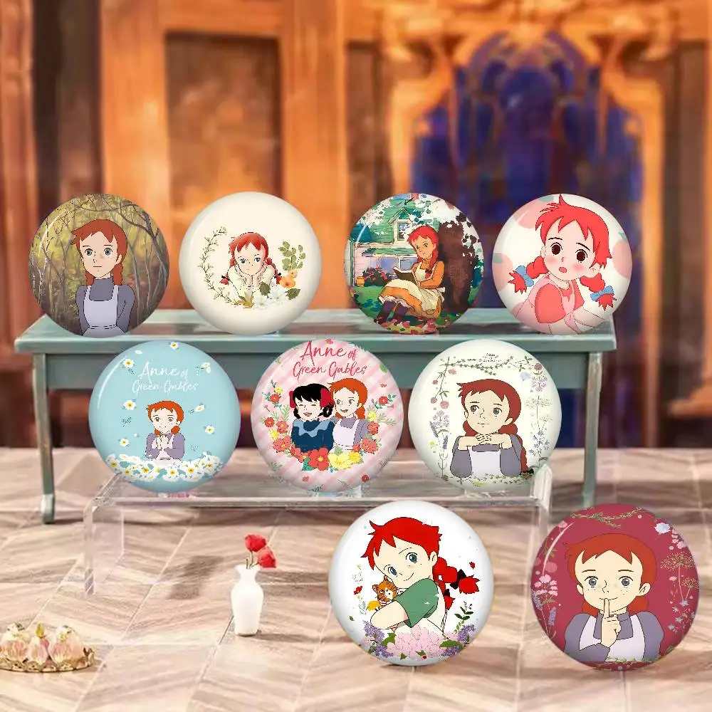 Anne of green gables-Pin de botón de Anime, broche hecho a mano para ropa, insignia de dibujos animados, decoración para mochila, accesorios de joyería