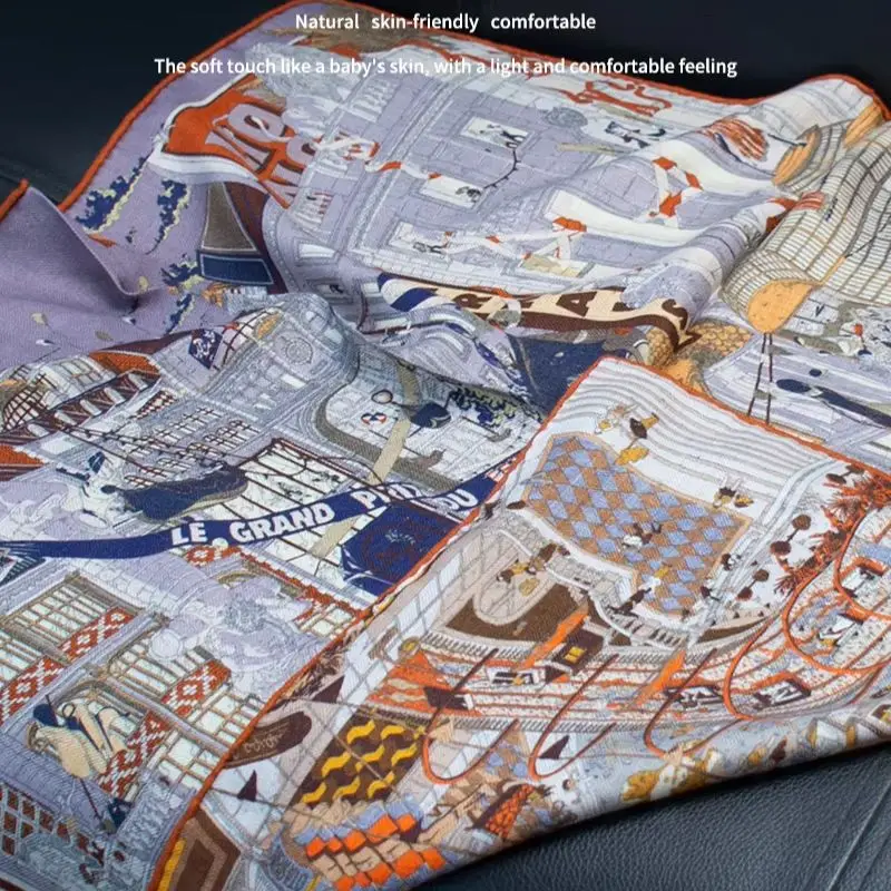 Vintage Paris Street Printed Bandana Square Scarf, Women's Fashionable Scarf, Headscarf, Headband Bag Accessories
