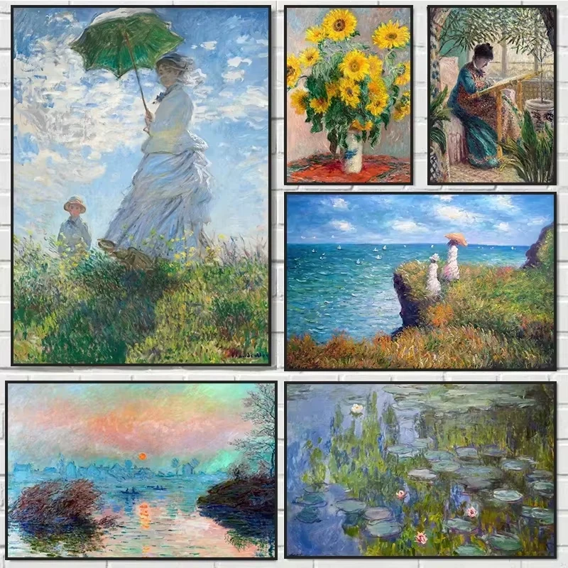 Malen nach Zahlen Sets: Claude Monet Klassische Kunstsammlung Gemälde – DIY Acrylfarben nach Zahlen für Erwachsene zur Heimdekoration