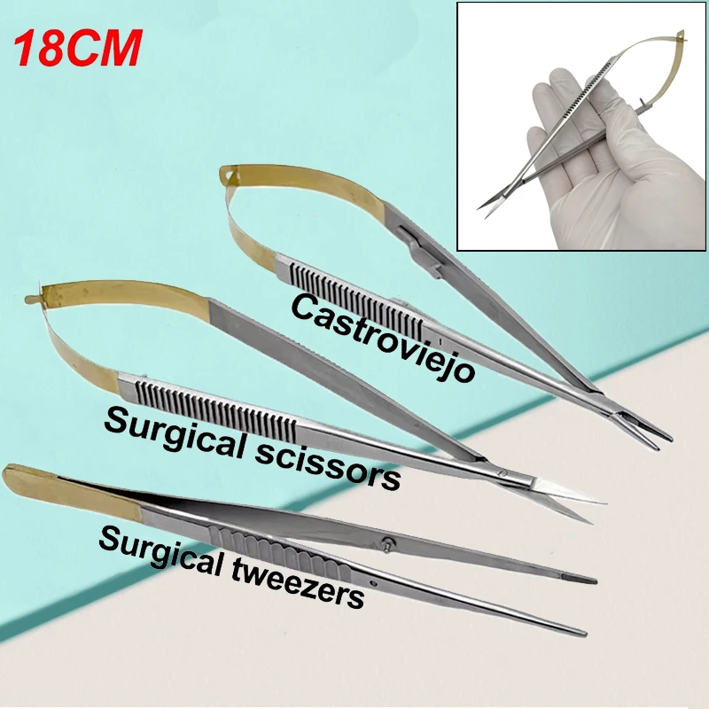 

18Cm Dental Castroviejo Needle Holder Surgical Scissors Orthodontic Implant Holding Forceps Tweezer Dentistry Instruments