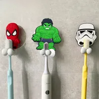 Marvel superhero Captain America children's wall-mounted toothbrush holder three-dimensional Hulk nail-free adsorption rack