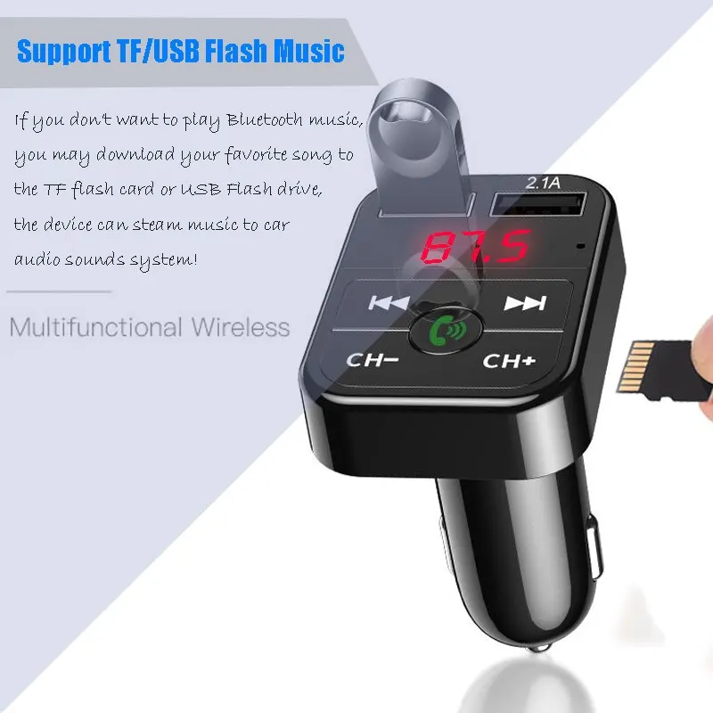 Car Bluetooth Receiver FM Transmitter Wireless Audio Adapter Hands Free MP3 Player Dual USB Fast Car Charger Bluetooth Car Kit