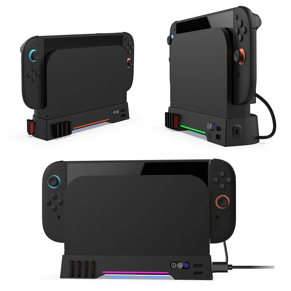 Dual-Fan Cooling Base 3 Speed Cooling System Multifunctional Portable Cooling Fan with 8 Game Card Slots for Switch 2 Console